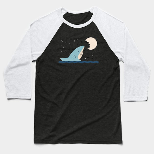 Moon Bite Baseball T-Shirt by HandsOffMyDinosaur